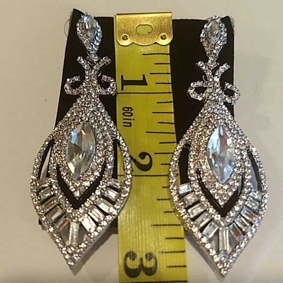 FINALPRICE🔥New big Silver Clear 💎 Earrings Crystals 💎 - Picture 6 of 8